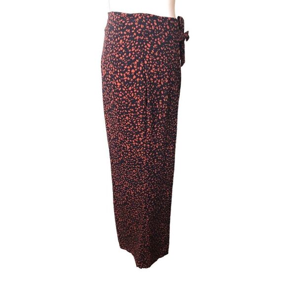 BP black and orange palazzo high waist with attach front tie belt wide leg size - Picture 5 of 13